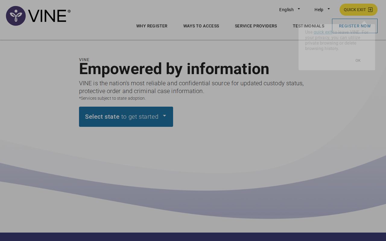 Polk County VINELink inmate check and release notification screen